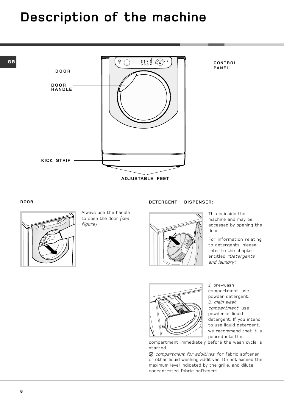 Description of the machine | Hotpoint AQXXF 129 P User Manual | Page 8 / 20