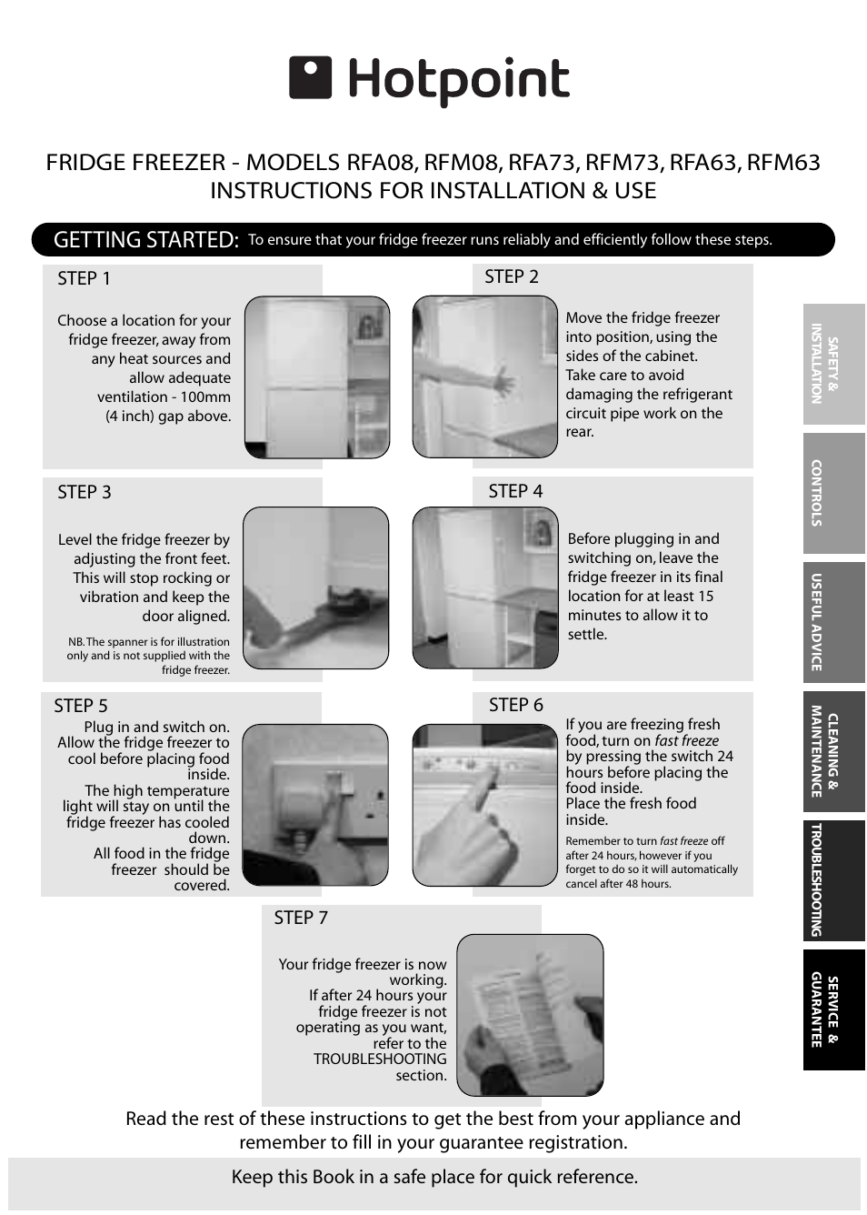Hotpoint RFA63 User Manual | 24 pages
