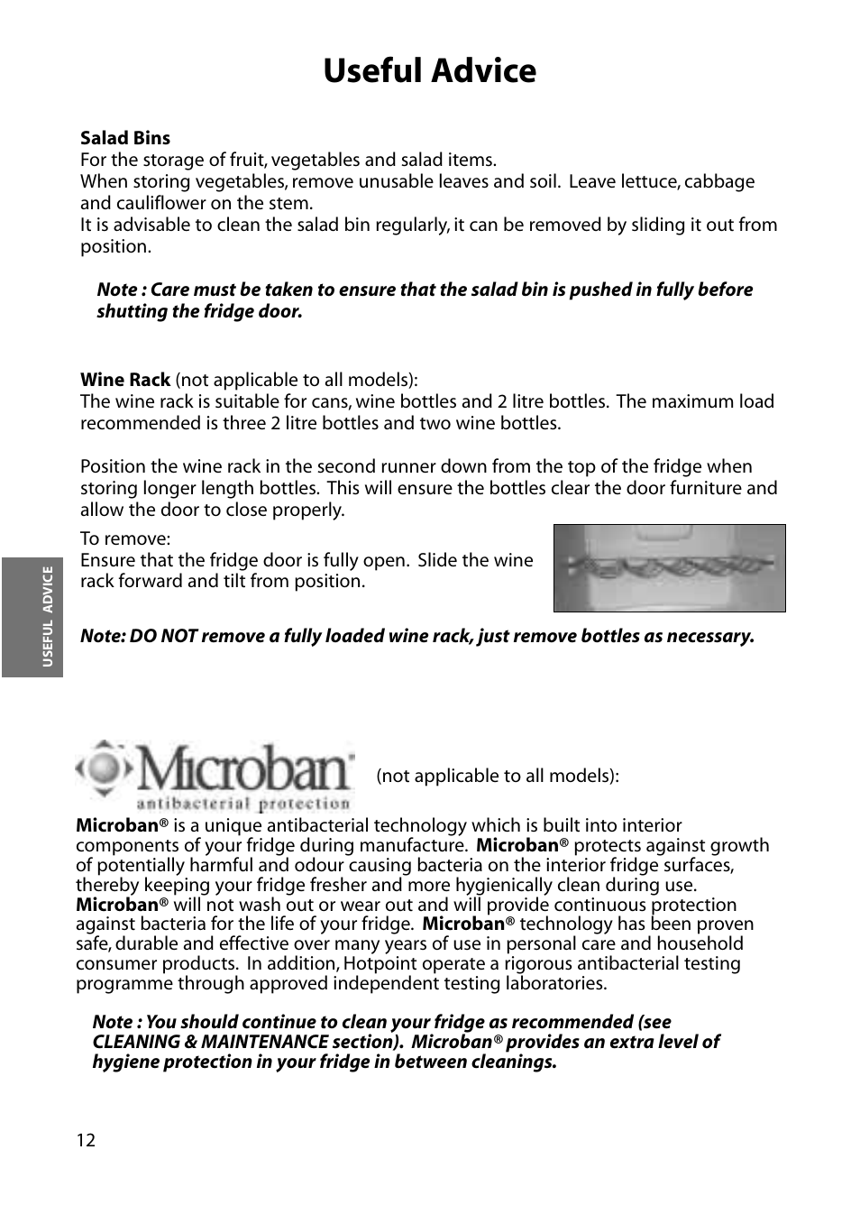 Useful advice | Hotpoint RFA63 User Manual | Page 12 / 24