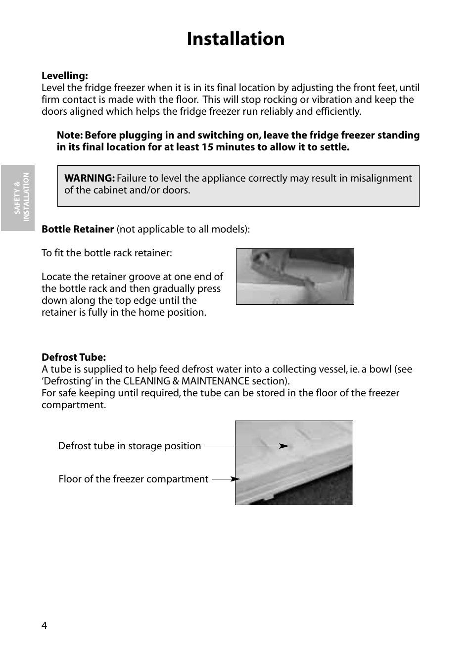 Installation | Hotpoint RFA63 User Manual | Page 4 / 24