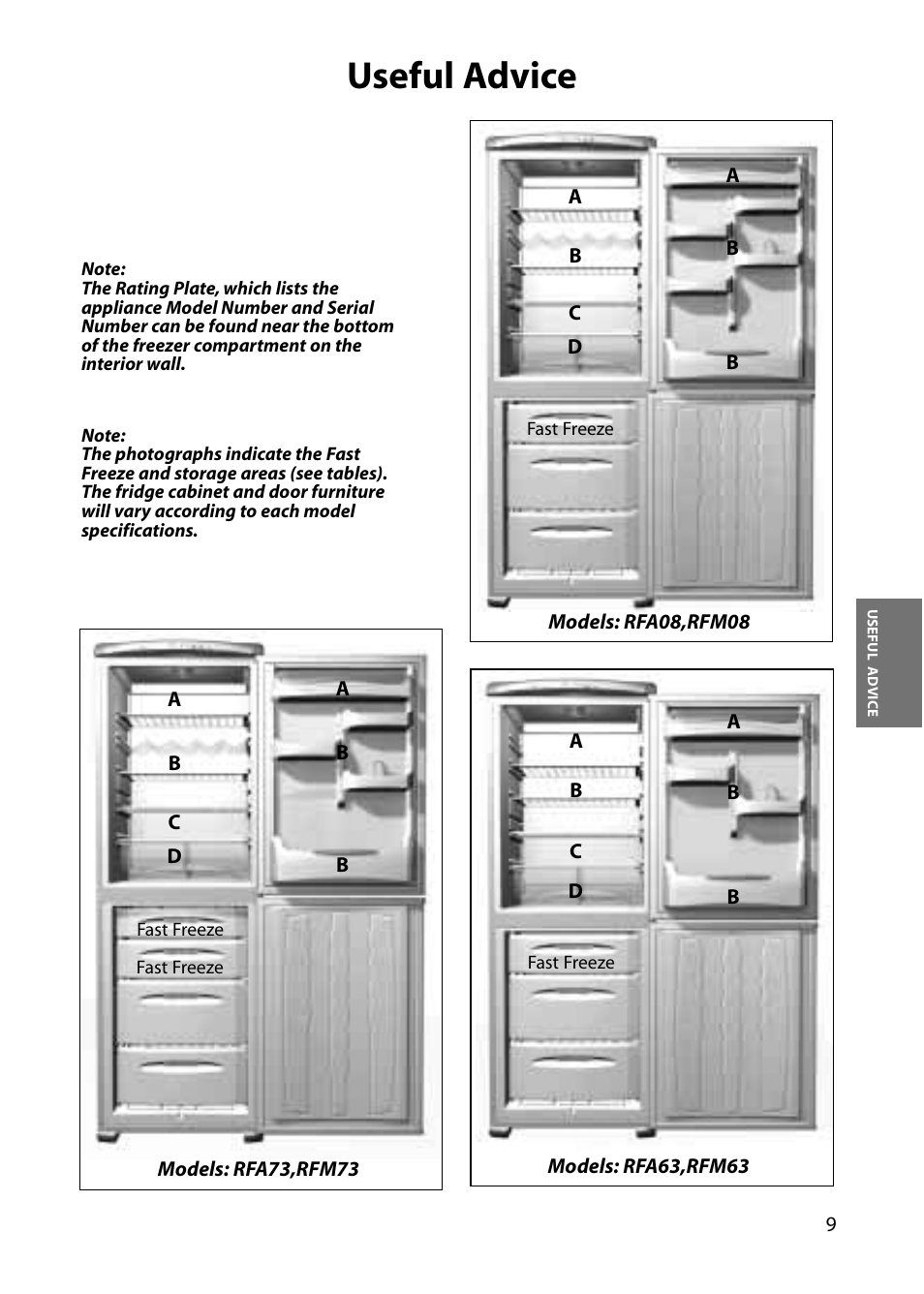 Useful advice | Hotpoint RFA63 User Manual | Page 9 / 24