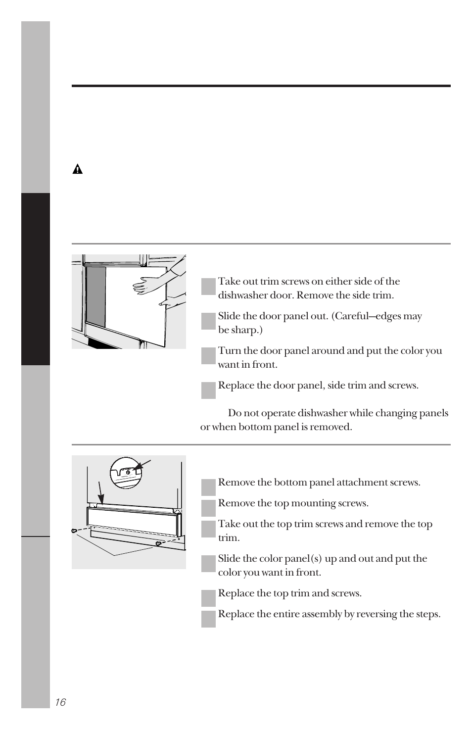 Changing color panels, Changing color panels –19 | Hotpoint HDA100 User Manual | Page 16 / 28