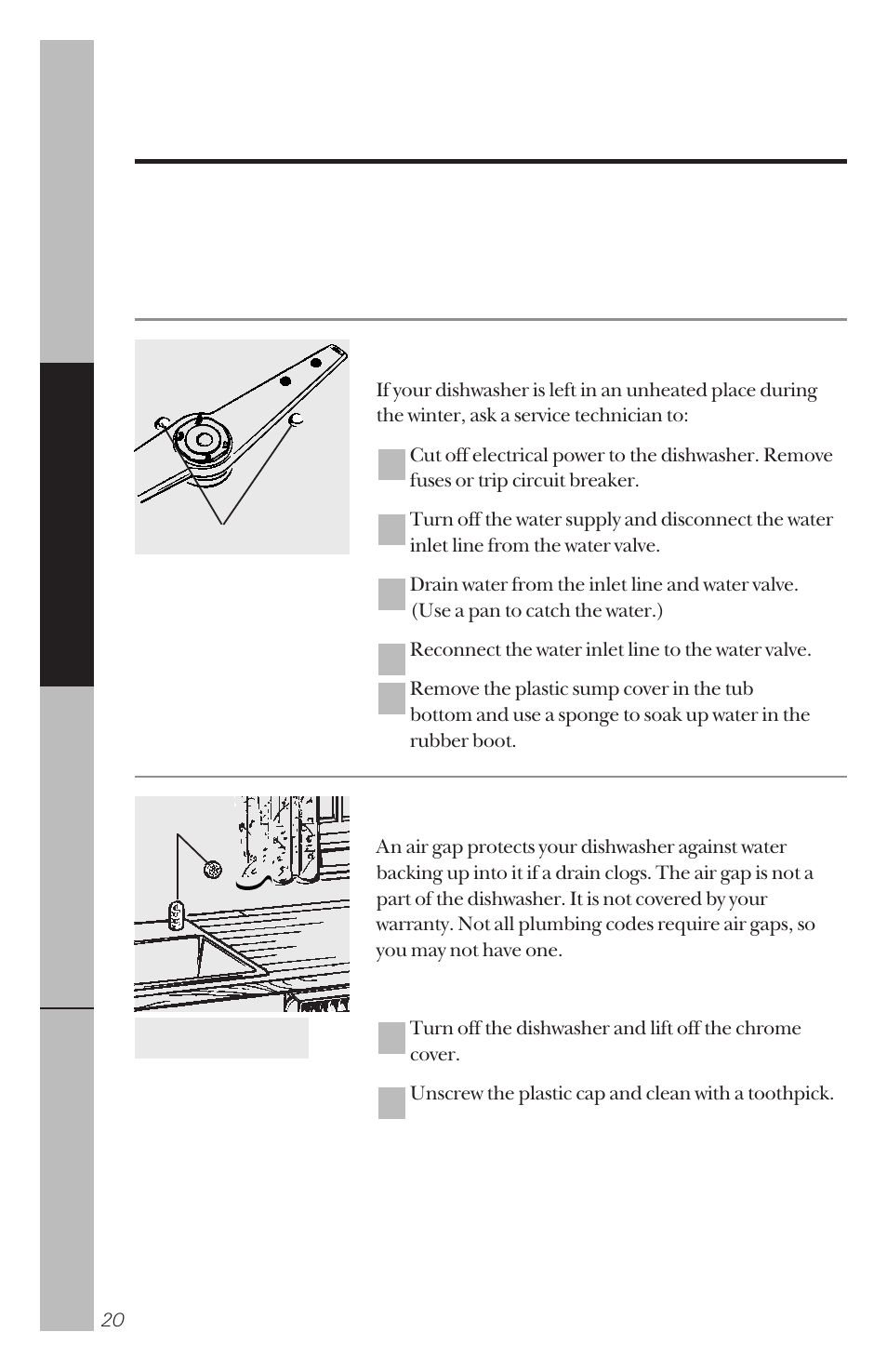 Care and cleaning, Caring for the dishwasher | Hotpoint HDA100 User Manual | Page 20 / 28