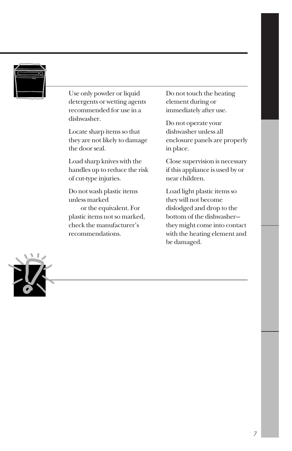 Remember, Save these instructions, When using your dishwasher | Hotpoint HDA100 User Manual | Page 7 / 28