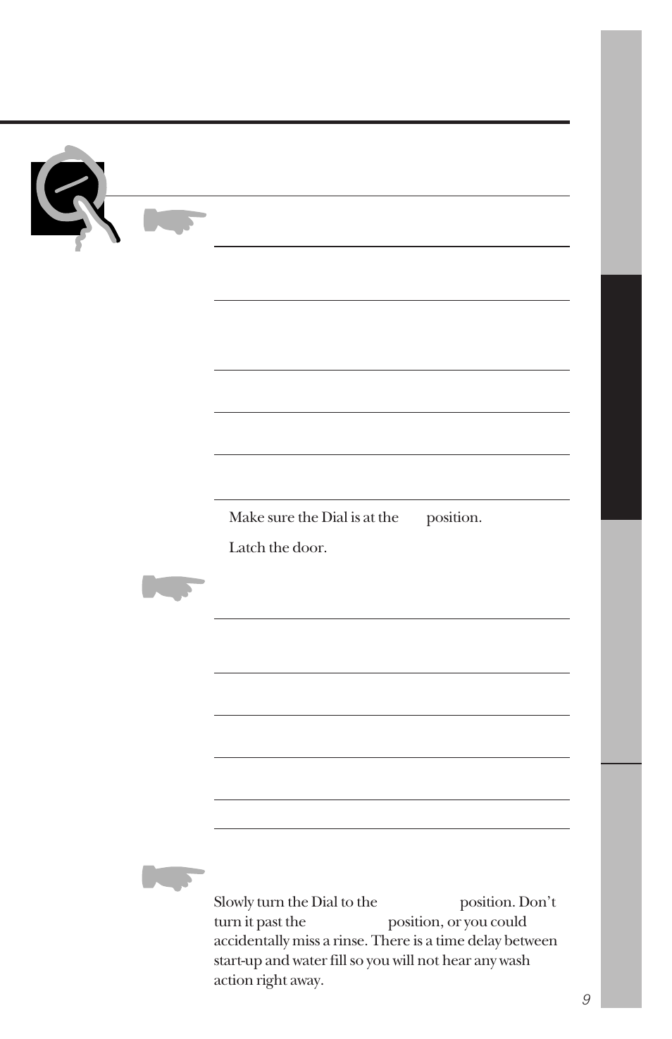 Control settings, Energy options, Cycles | Start | Hotpoint HDA100 User Manual | Page 9 / 28