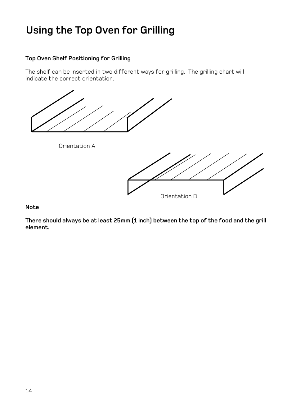 Using the top oven for grilling | Hotpoint UE47 User Manual | Page 14 / 40