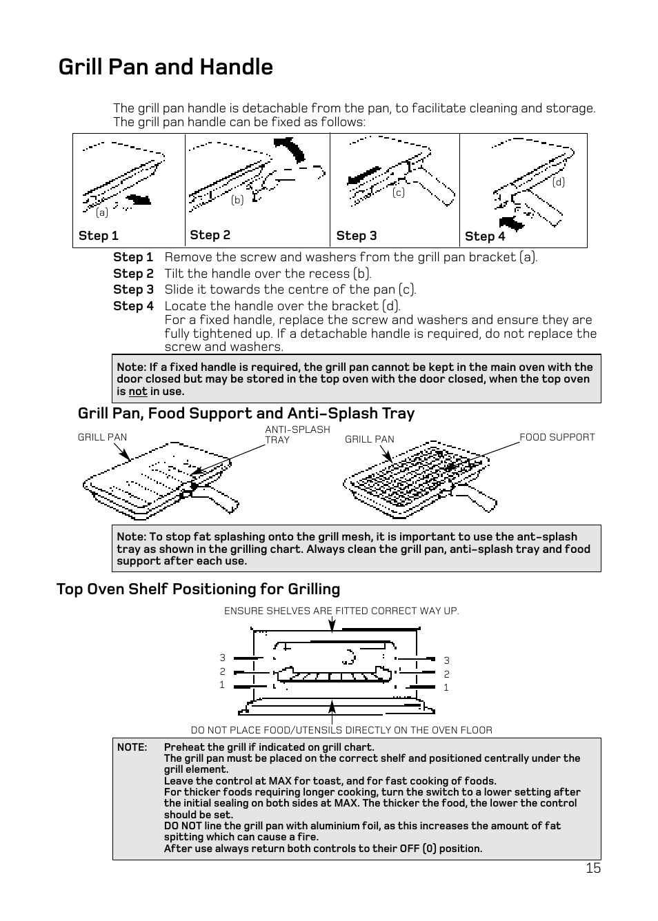 Grill pan and handle | Hotpoint UE47 User Manual | Page 15 / 40