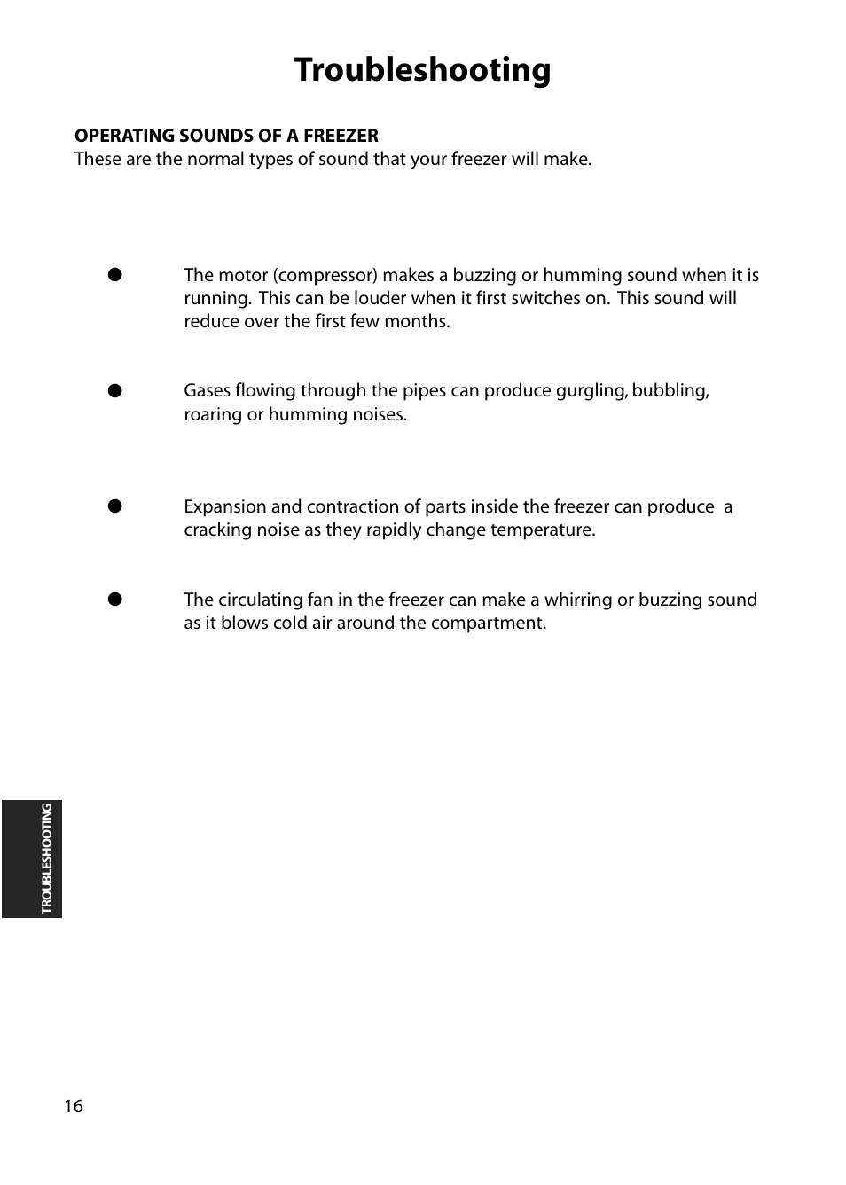 Troubleshooting | Hotpoint FZA31 User Manual | Page 16 / 20