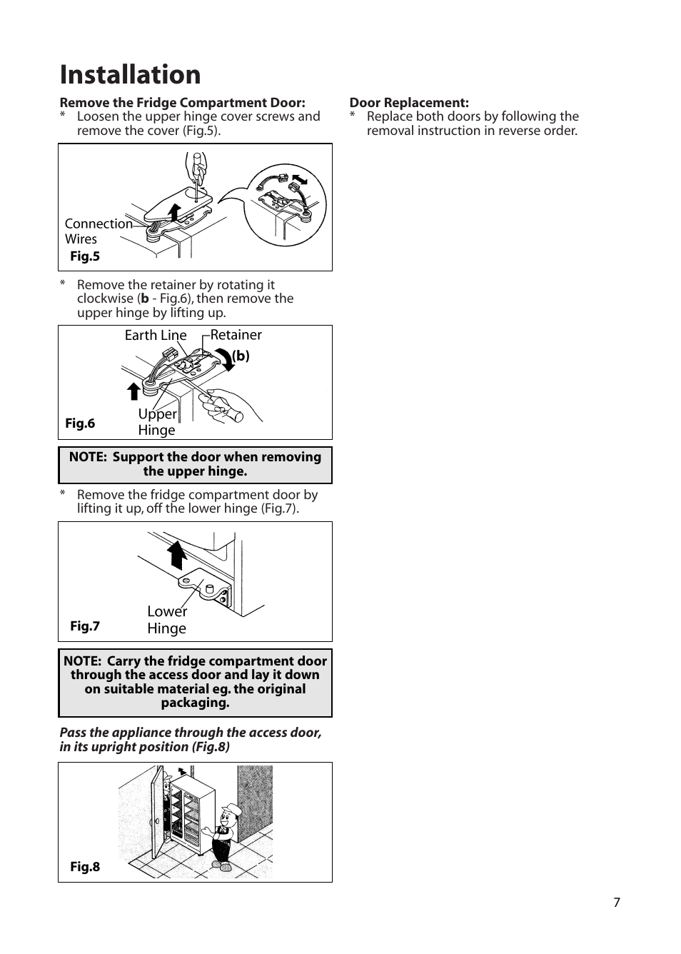 Installation | Hotpoint FFU00 User Manual | Page 7 / 28