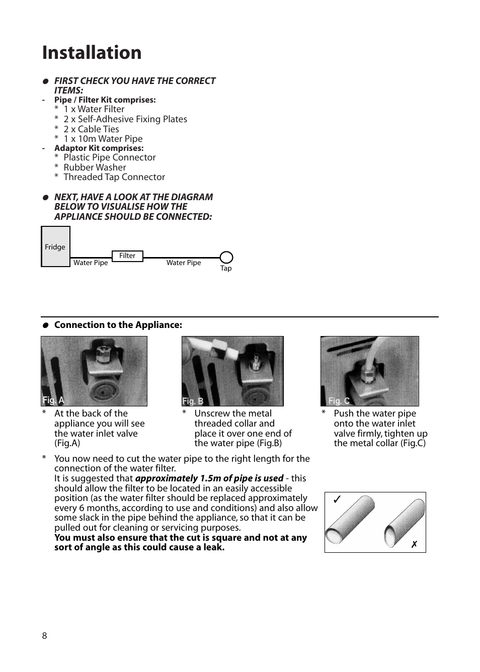 Installation | Hotpoint FFU00 User Manual | Page 8 / 28