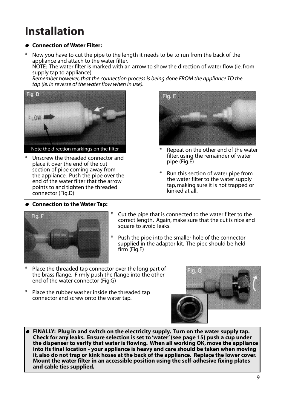 Installation | Hotpoint FFU00 User Manual | Page 9 / 28