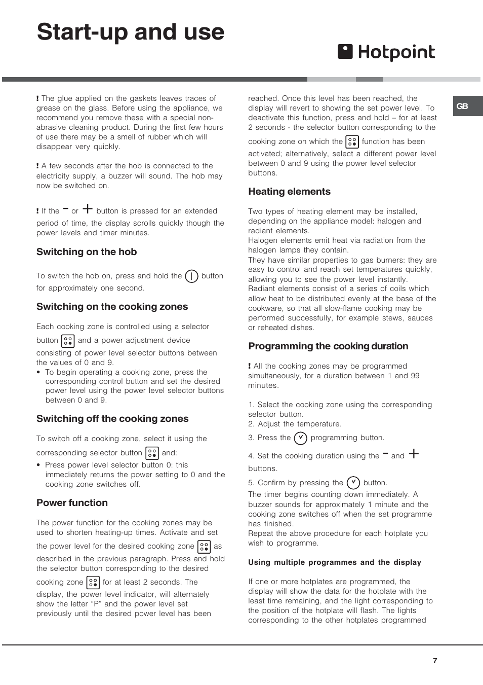 Start-up and use | Hotpoint CRO 642 D B User Manual | Page 7 / 16