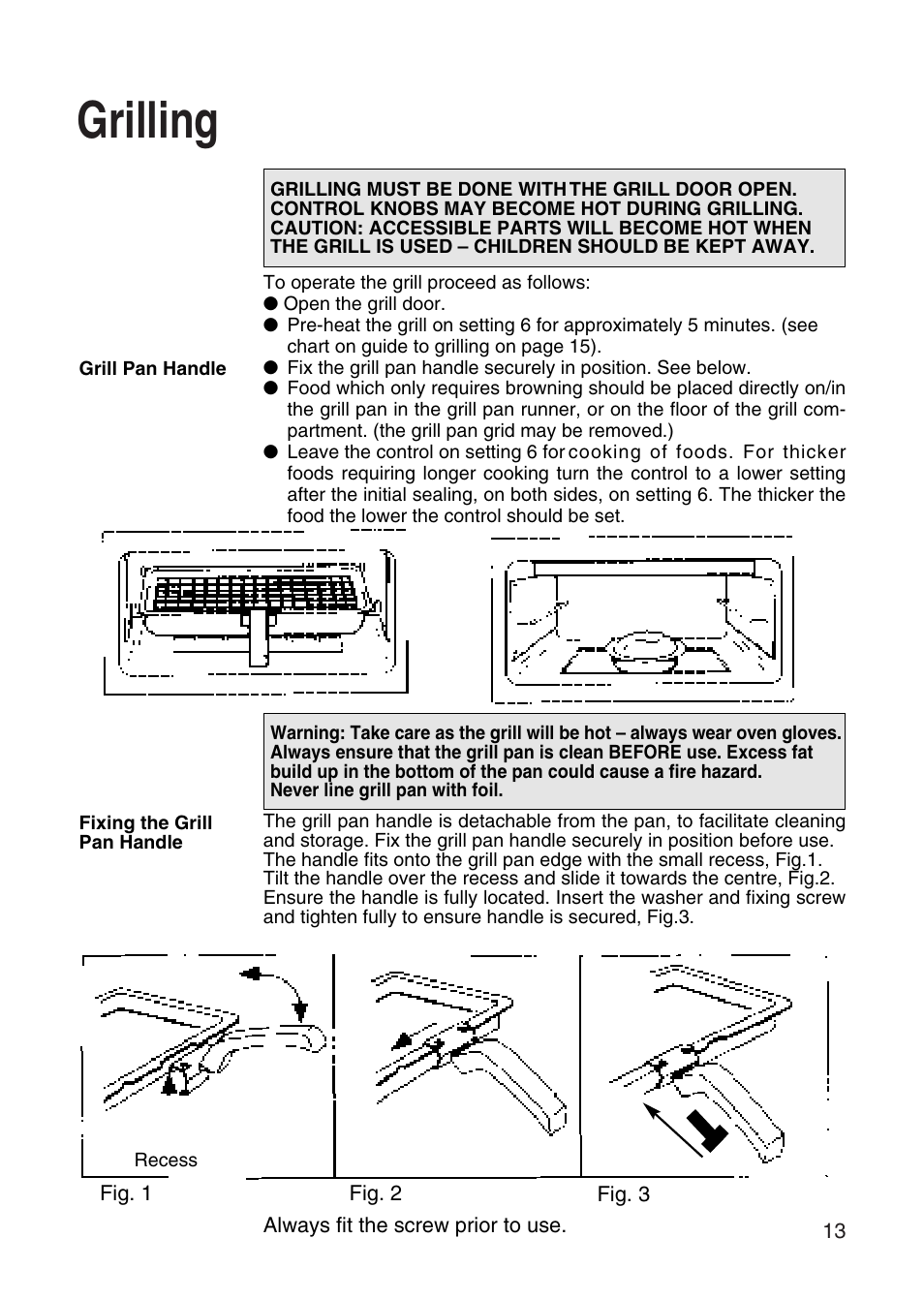 Grilling | Hotpoint EW31 User Manual | Page 13 / 32