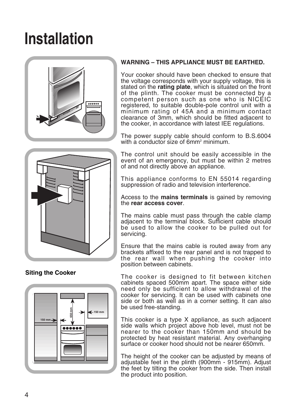 Installation | Hotpoint EW31 User Manual | Page 4 / 32