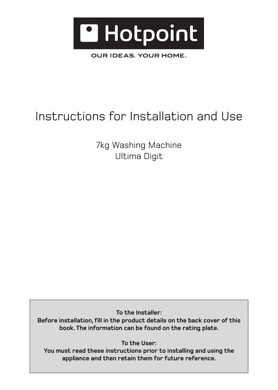 Hotpoint WT761 User Manual | 20 pages