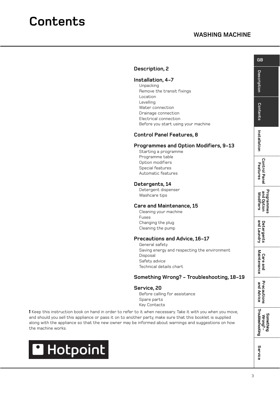 Hotpoint WT761 User Manual | Page 3 / 20
