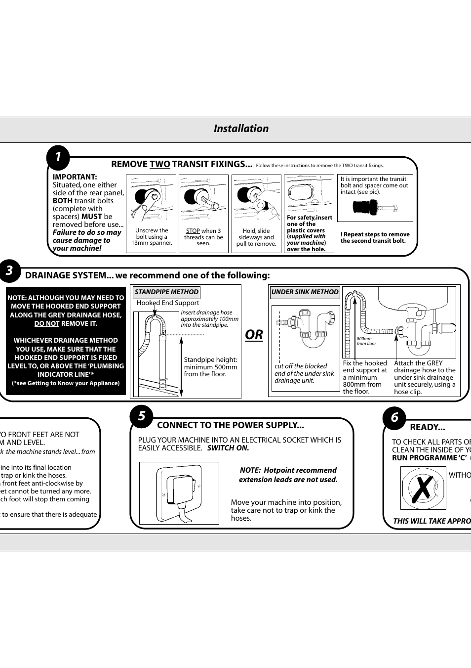 Installation | Hotpoint FEW10 User Manual | Page 4 / 12