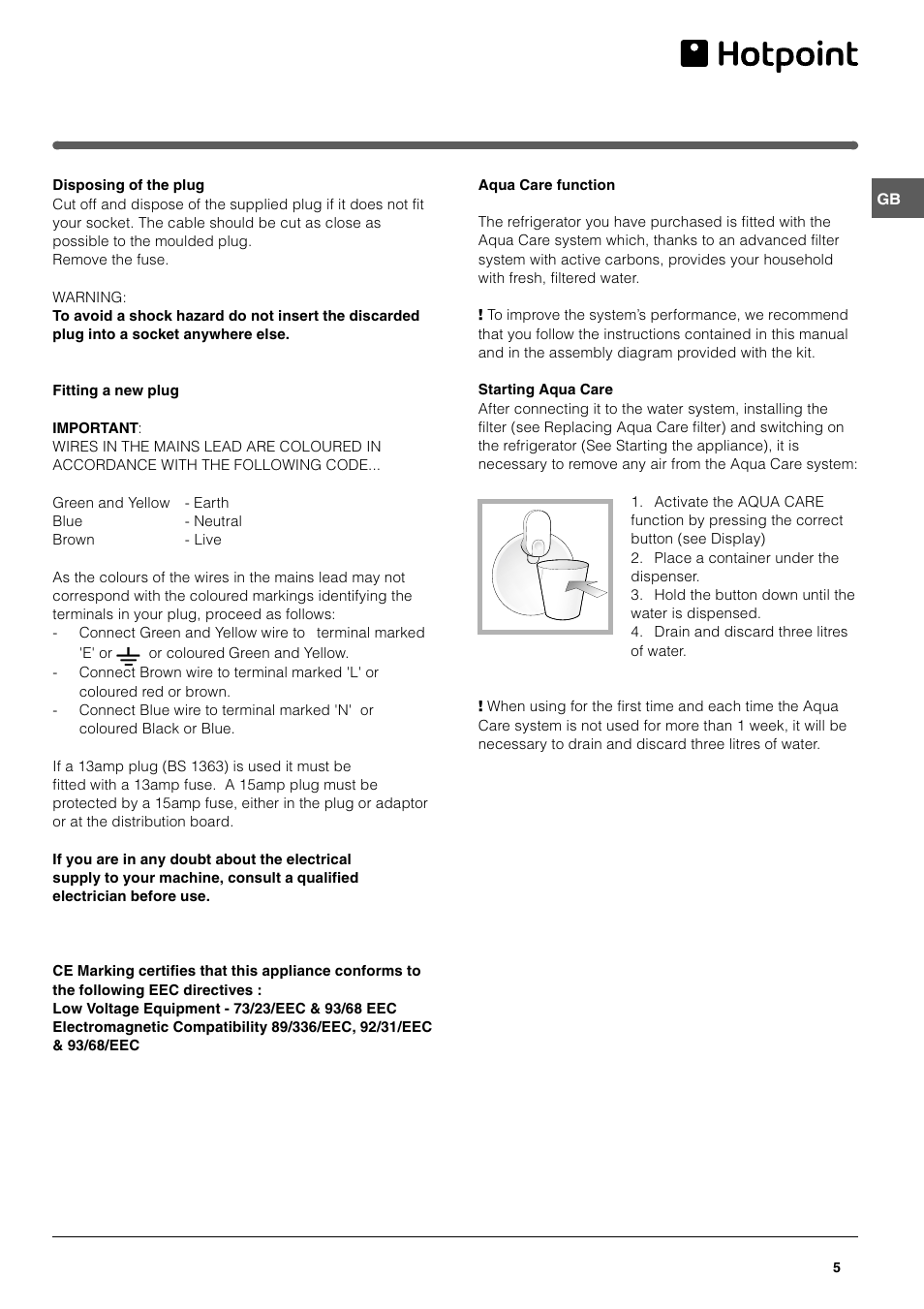Hotpoint FFQ48 User Manual | Page 5 / 20