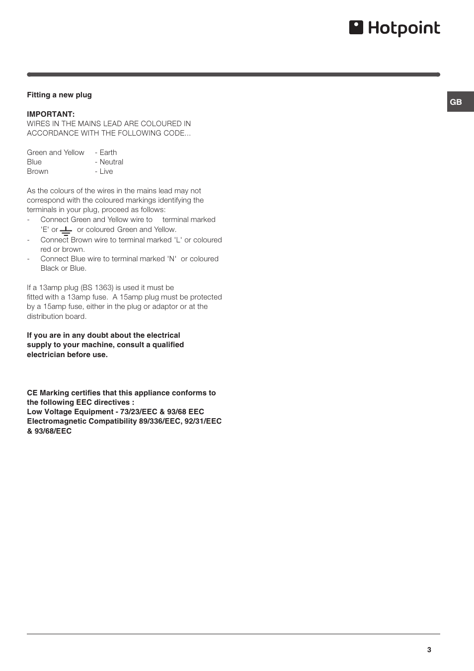 Hotpoint HM315FF User Manual | Page 3 / 13