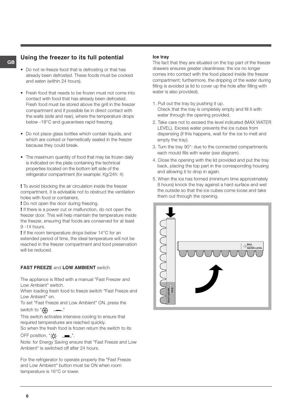 Using the freezer to its full potential | Hotpoint HM315FF User Manual | Page 6 / 13