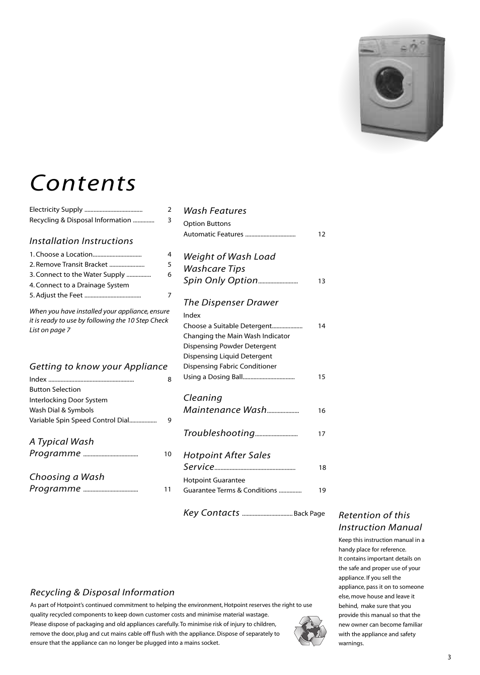 Hotpoint WM80 User Manual | Page 3 / 20