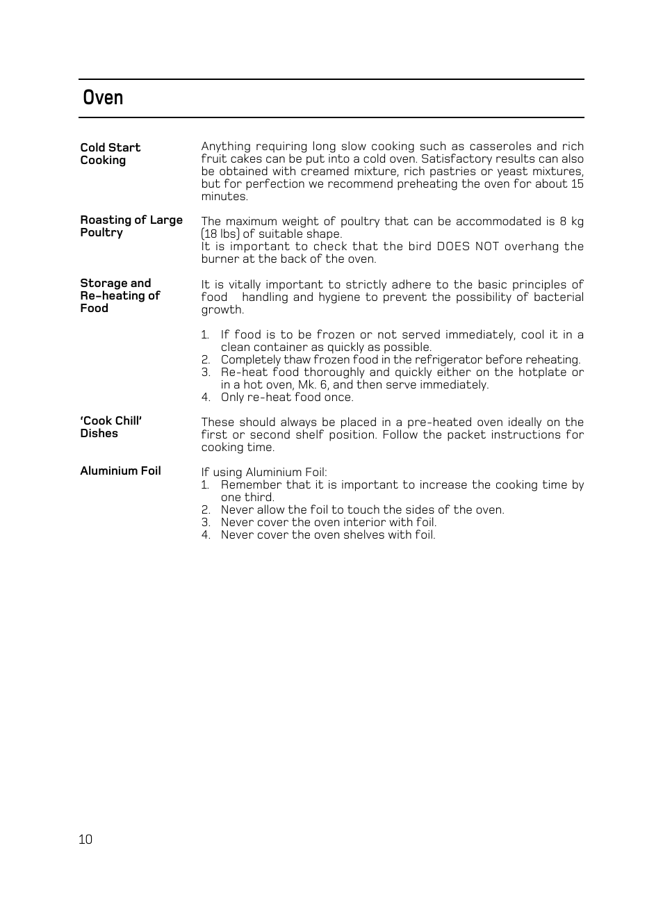 Oven | Hotpoint X156G User Manual | Page 10 / 24