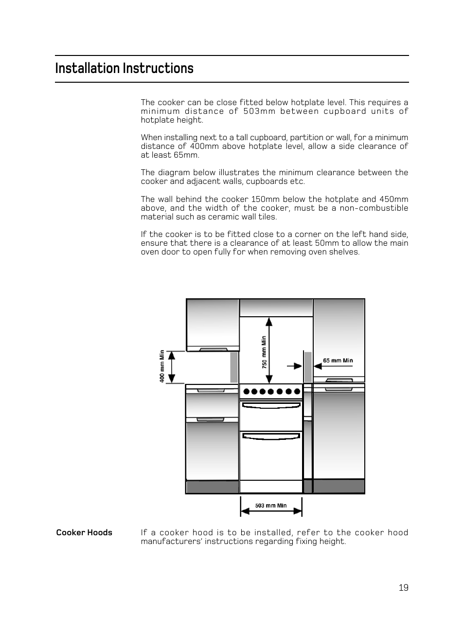 Installation instructions | Hotpoint X156G User Manual | Page 19 / 24