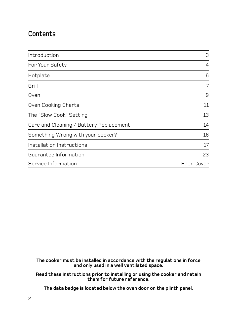 Hotpoint X156G User Manual | Page 2 / 24