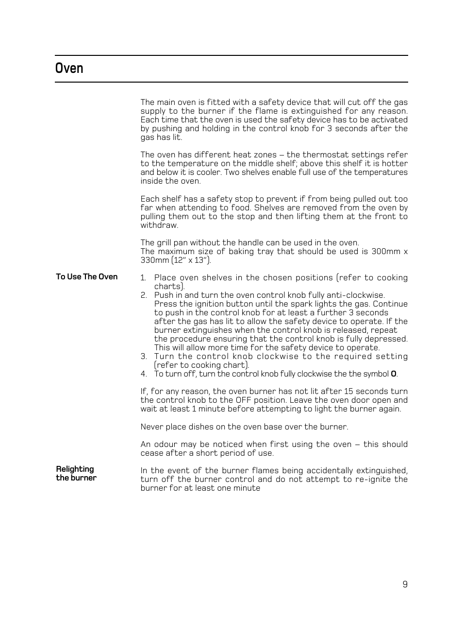 Oven | Hotpoint X156G User Manual | Page 9 / 24