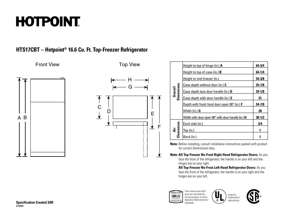 Hotpoint HTS18IBSBB User Manual | 2 pages