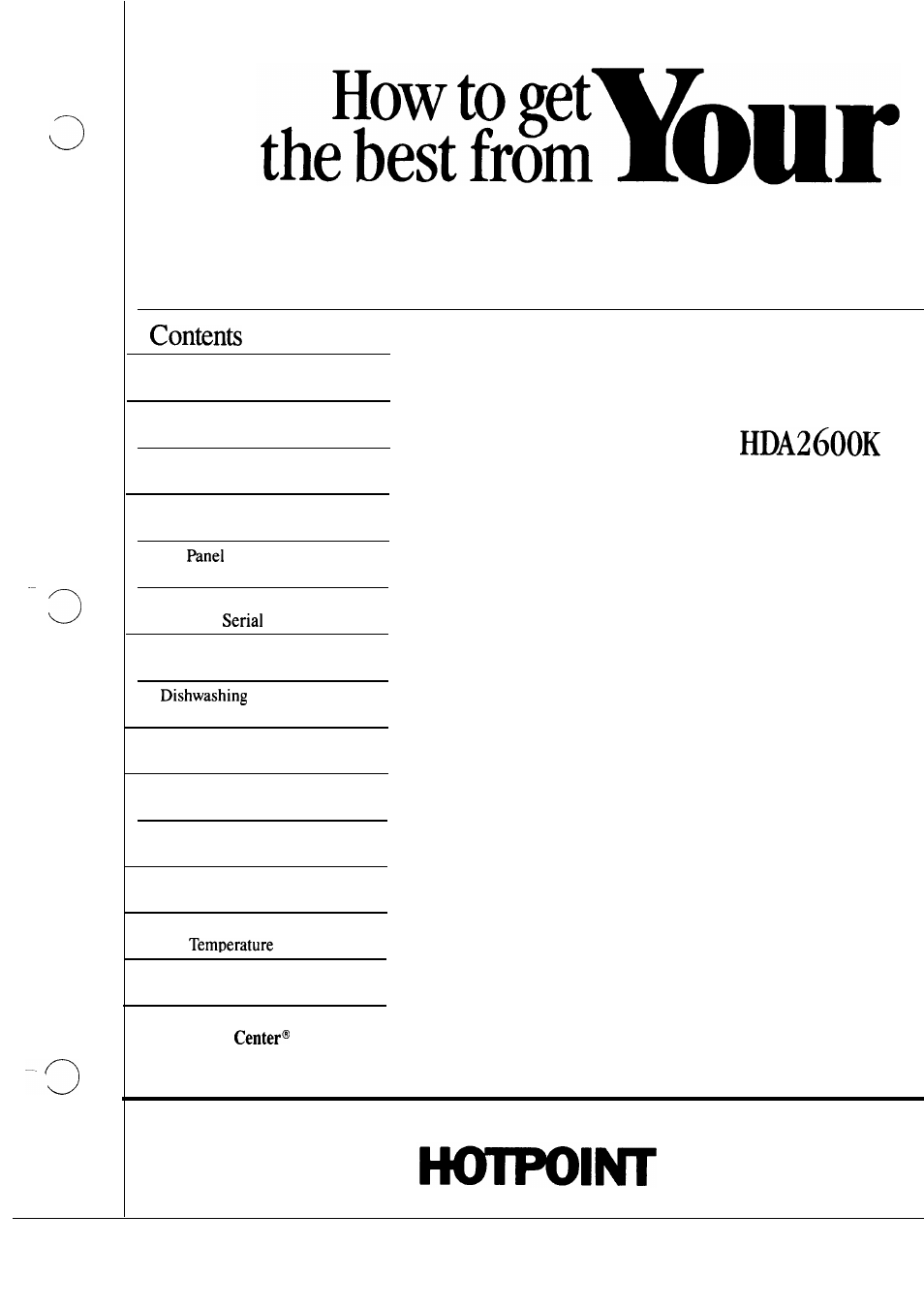 Hotpoint HDA2600K User Manual | 24 pages