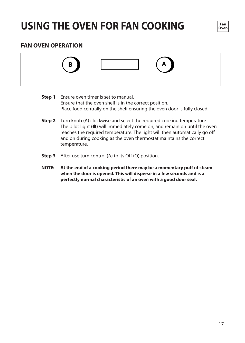 Using the oven for fan cooking | Hotpoint BS42 BS52 User Manual | Page 17 / 36