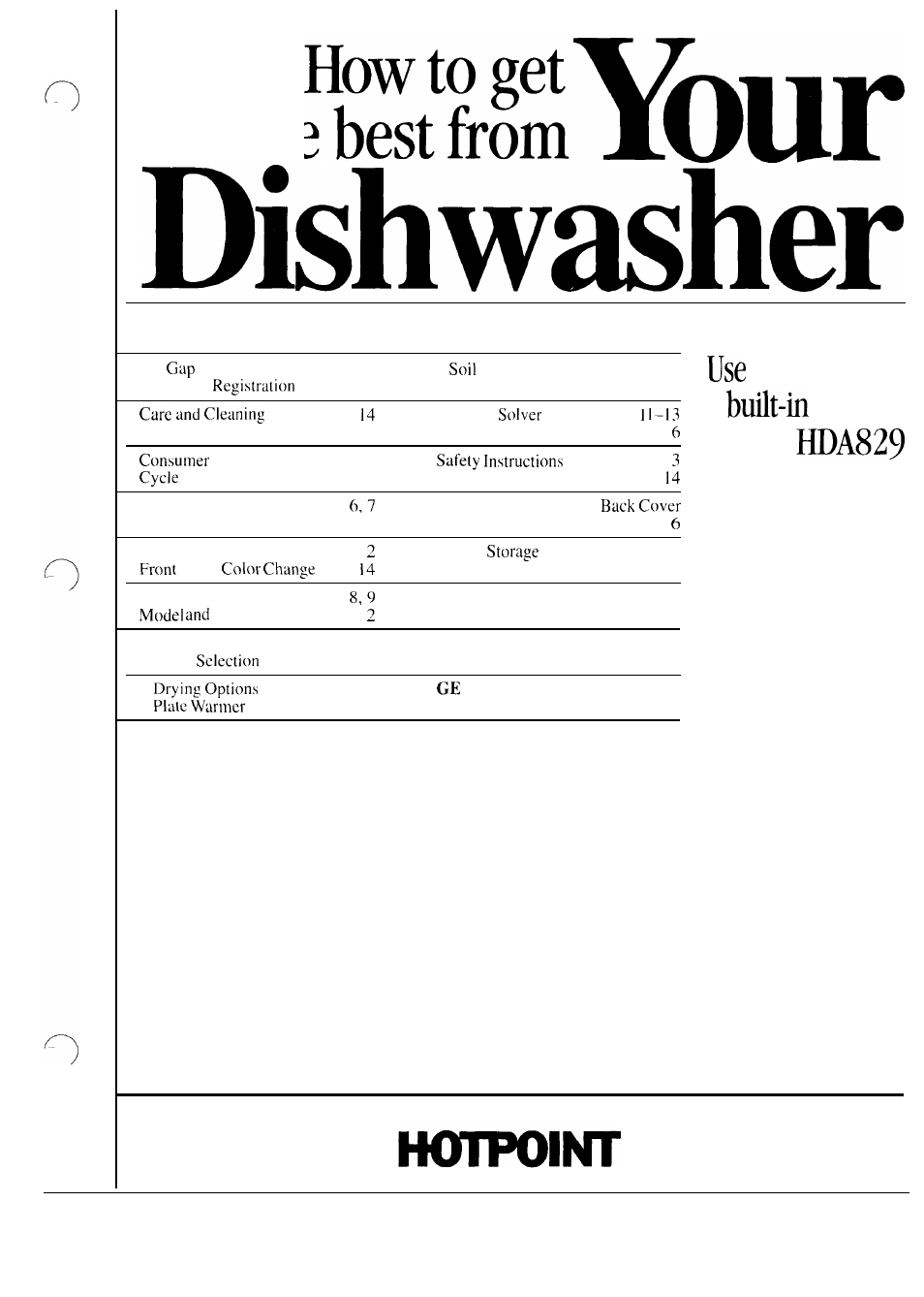 Hotpoint HDA829 User Manual | 16 pages