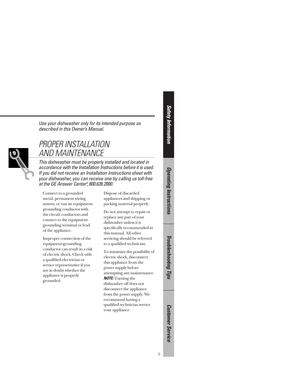 Proper installation and maintenance | Hotpoint HDA3530 User Manual | Page 5 / 32