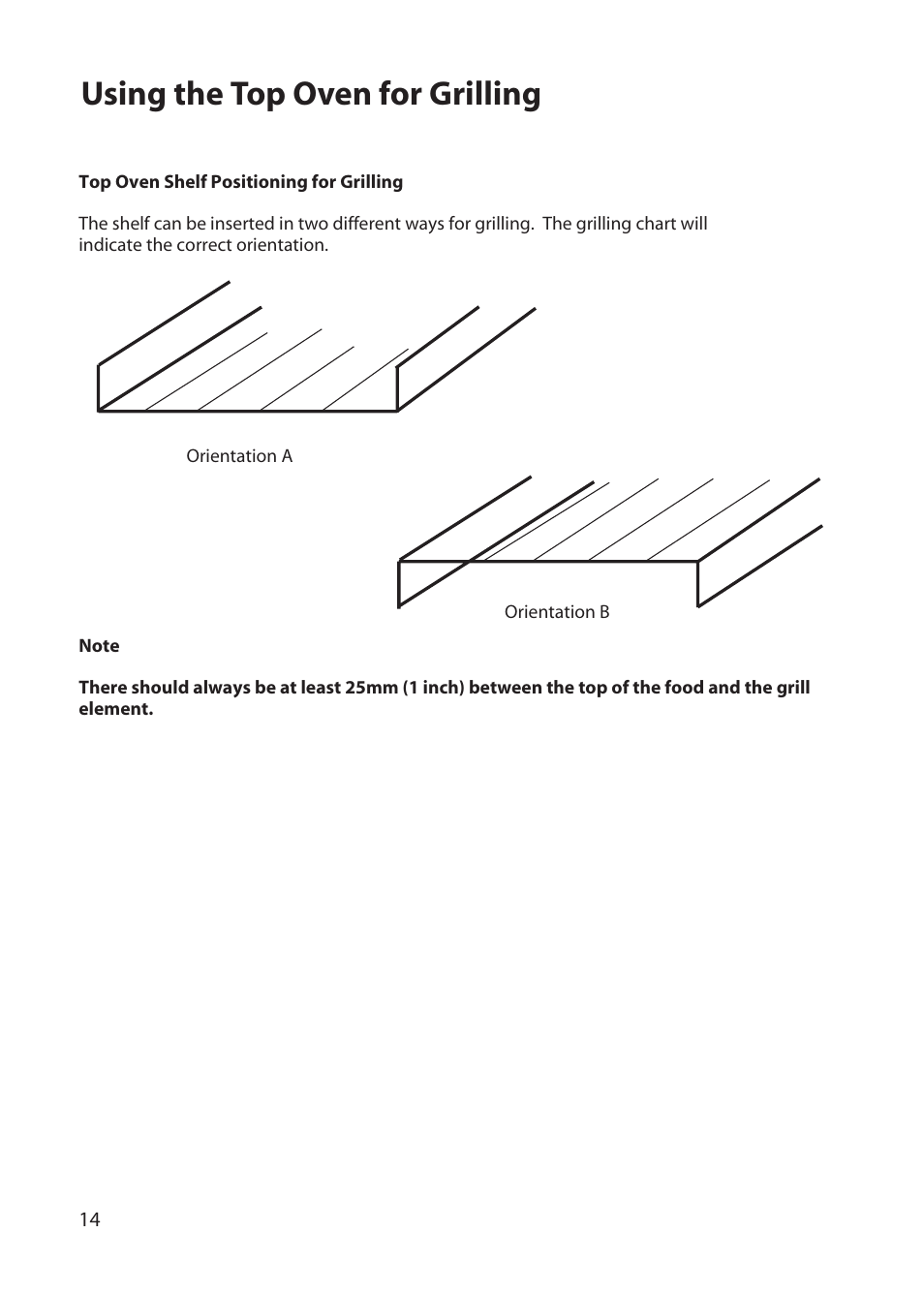 Using the top oven for grilling | Hotpoint UD47 User Manual | Page 14 / 40