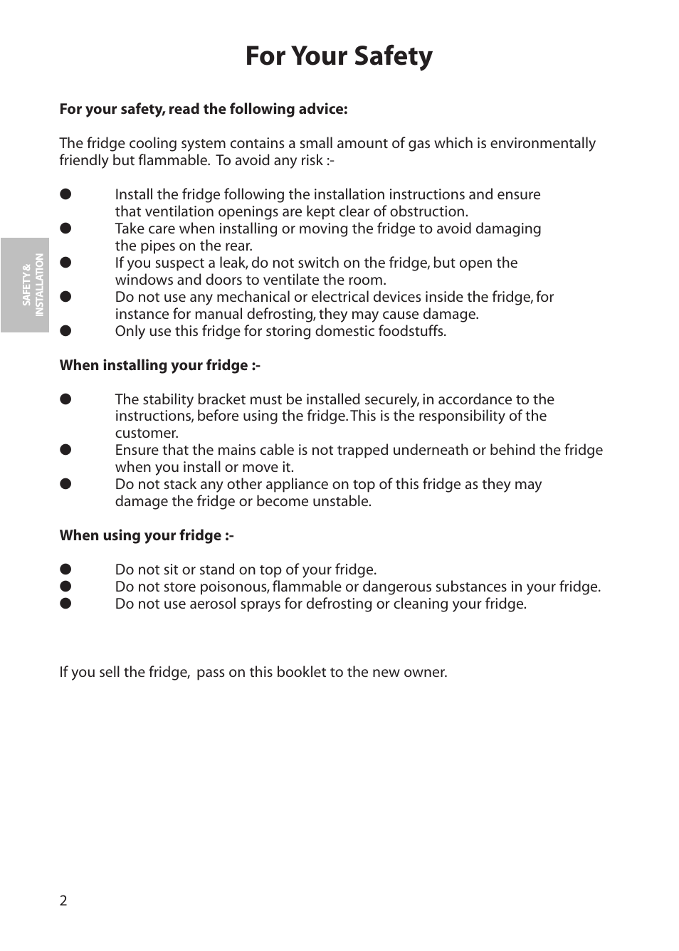 For your safety | Hotpoint RLM80 User Manual | Page 2 / 20