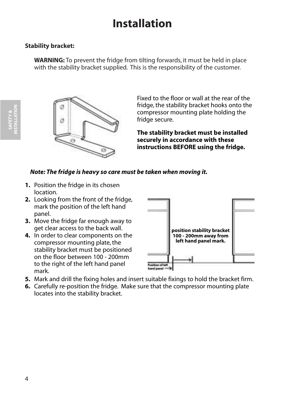 Installation | Hotpoint RLM80 User Manual | Page 4 / 20