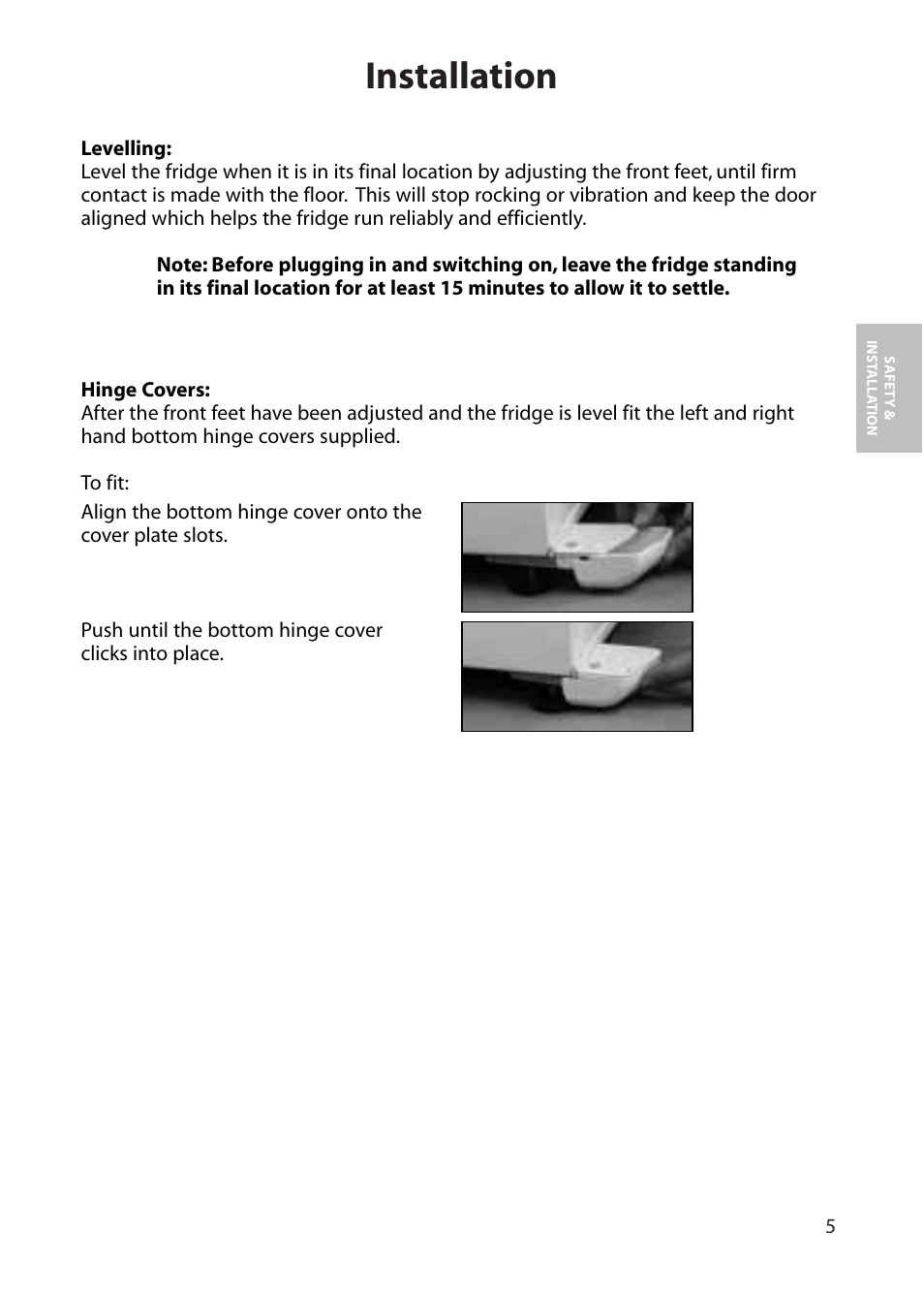 Installation | Hotpoint RLM80 User Manual | Page 5 / 20