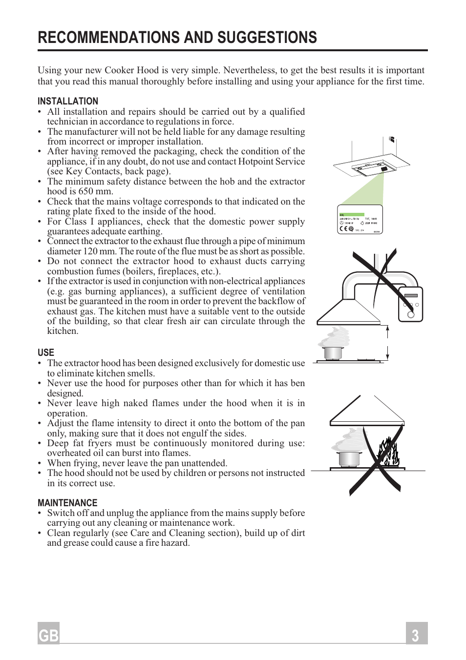 Recommendations and suggestions | Hotpoint HD90X User Manual | Page 3 / 12