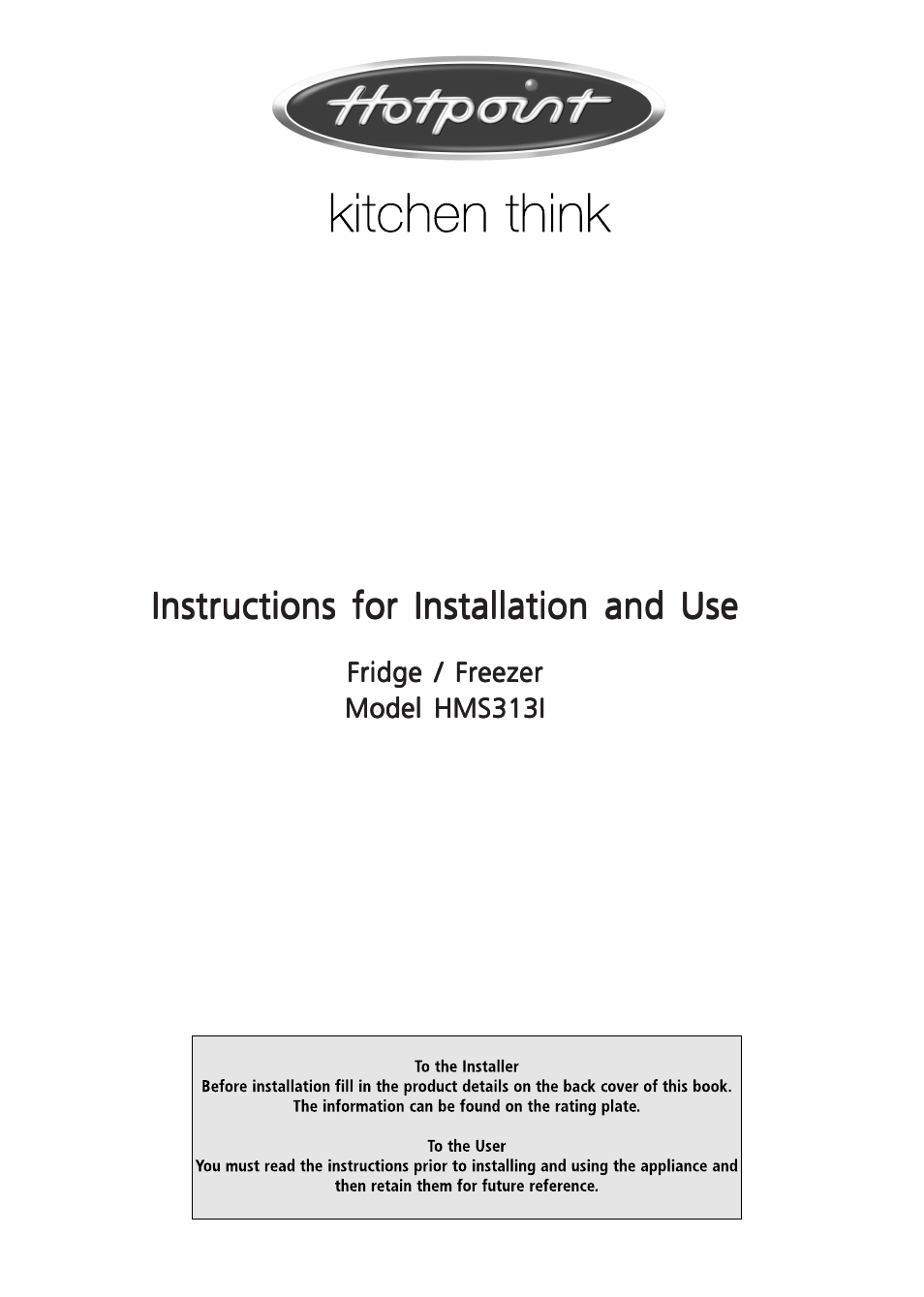 Hotpoint HMS313I User Manual | 20 pages