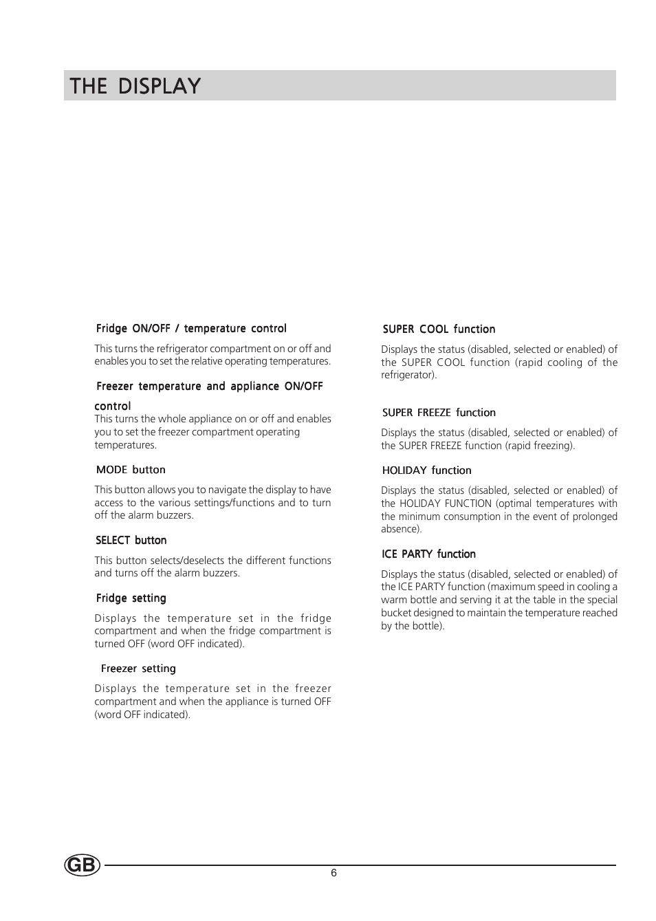 The display | Hotpoint HMS313I User Manual | Page 6 / 20