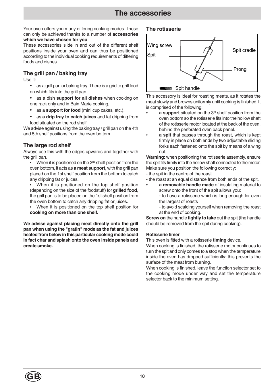 The accessories | Hotpoint SC98 User Manual | Page 10 / 24