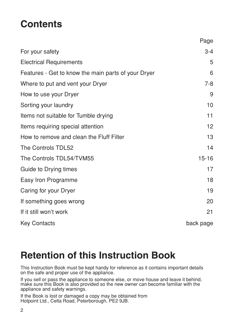 Hotpoint TDL52 User Manual | Page 2 / 24