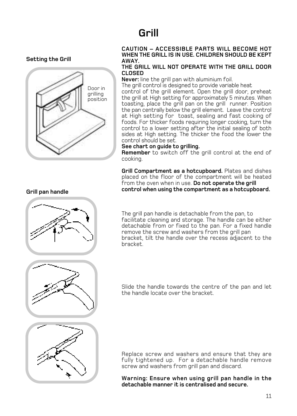 Grill | Hotpoint H151EWH User Manual | Page 13 / 24