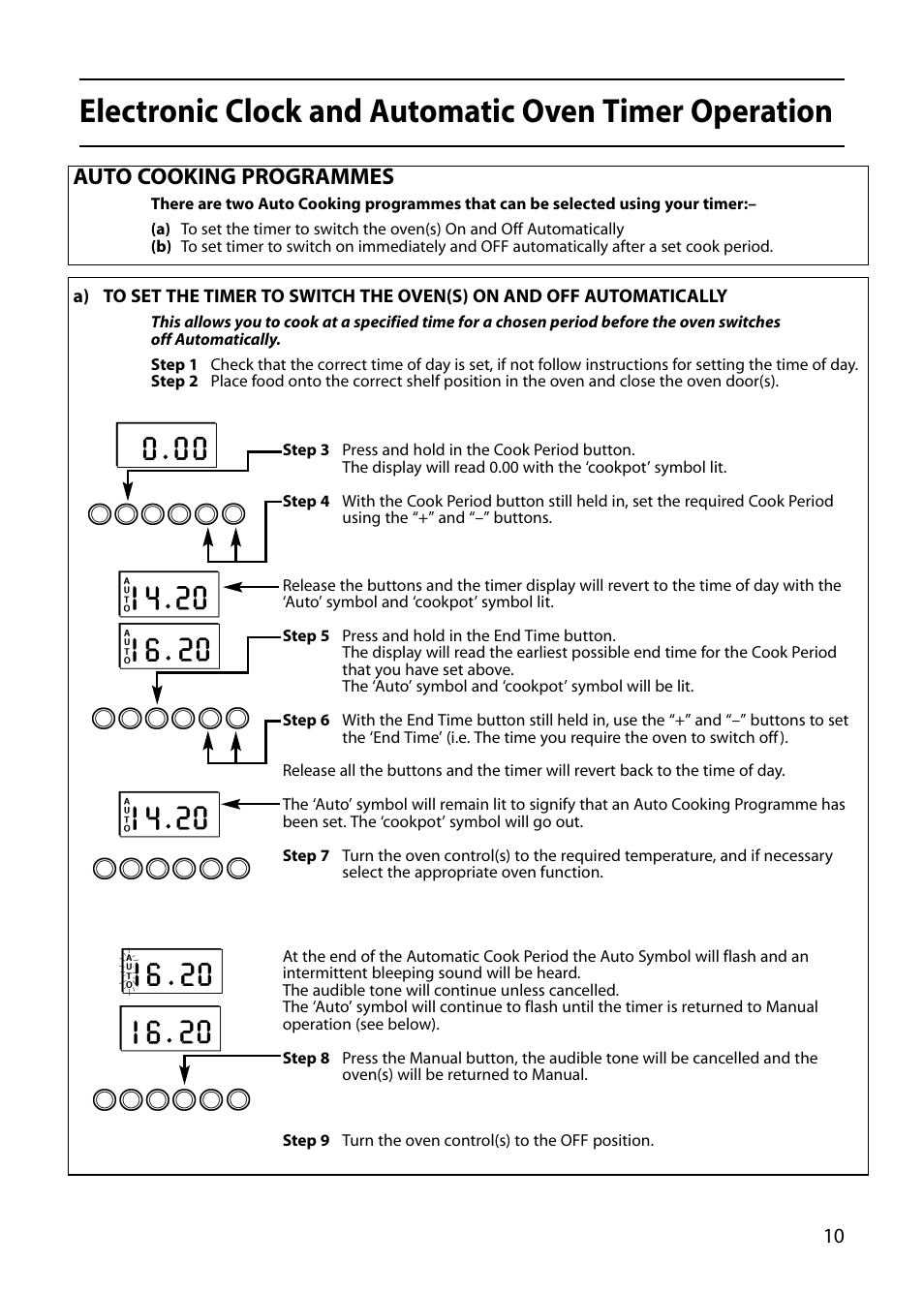 Auto cooking programmes | Hotpoint S130E User Manual | Page 11 / 36