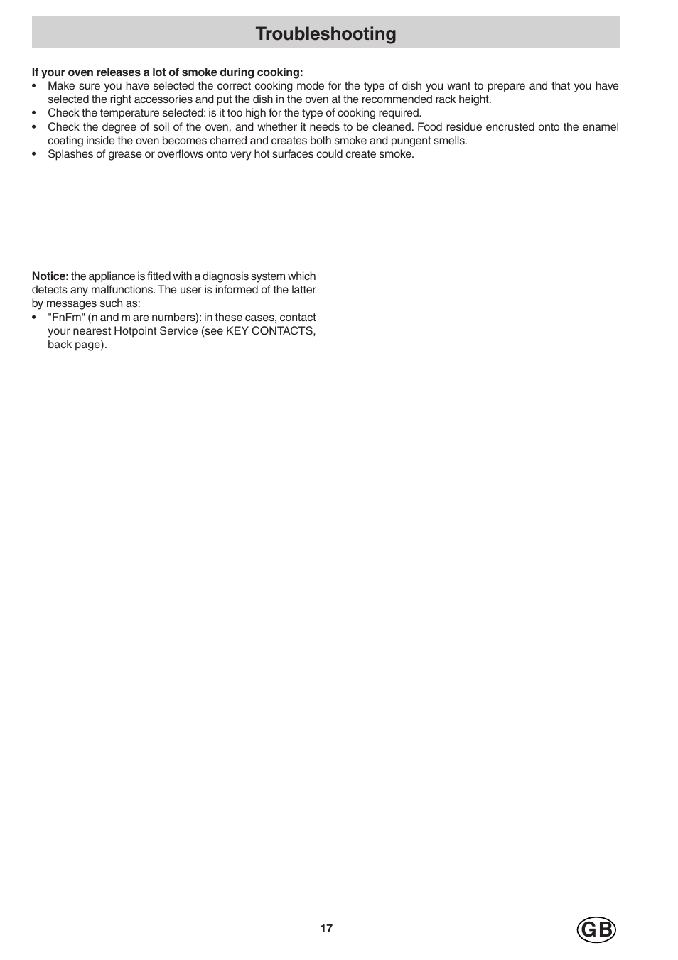 Troubleshooting | Hotpoint SD97PC User Manual | Page 17 / 20