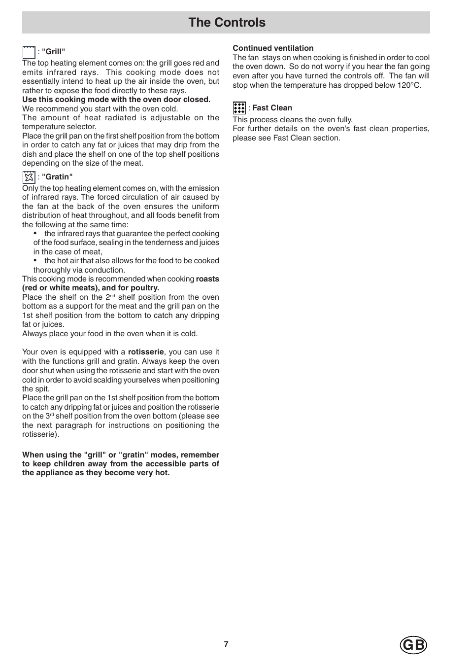 The controls | Hotpoint SD97PC User Manual | Page 7 / 20