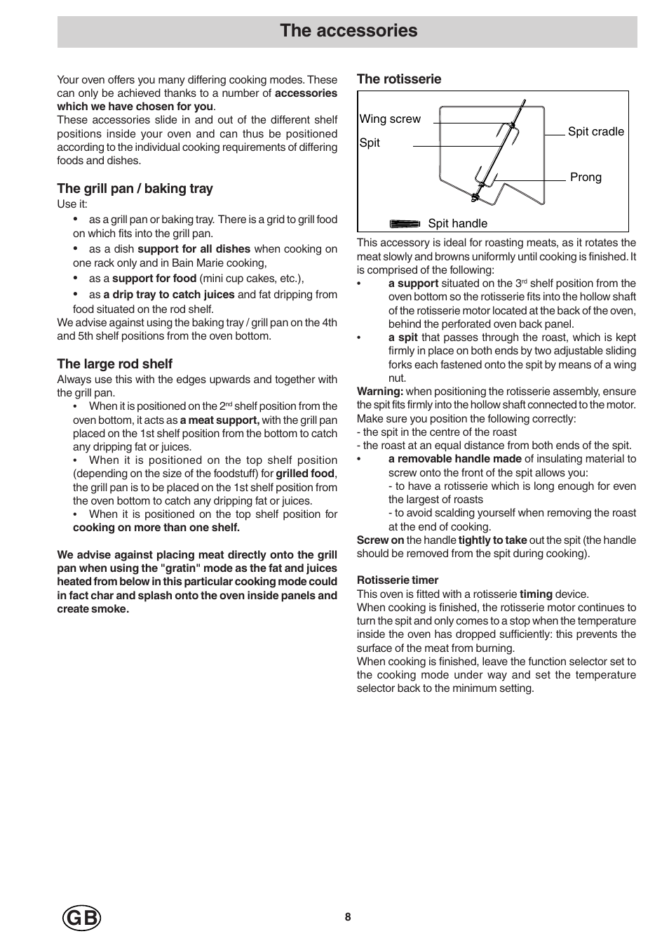 The accessories | Hotpoint SD97PC User Manual | Page 8 / 20