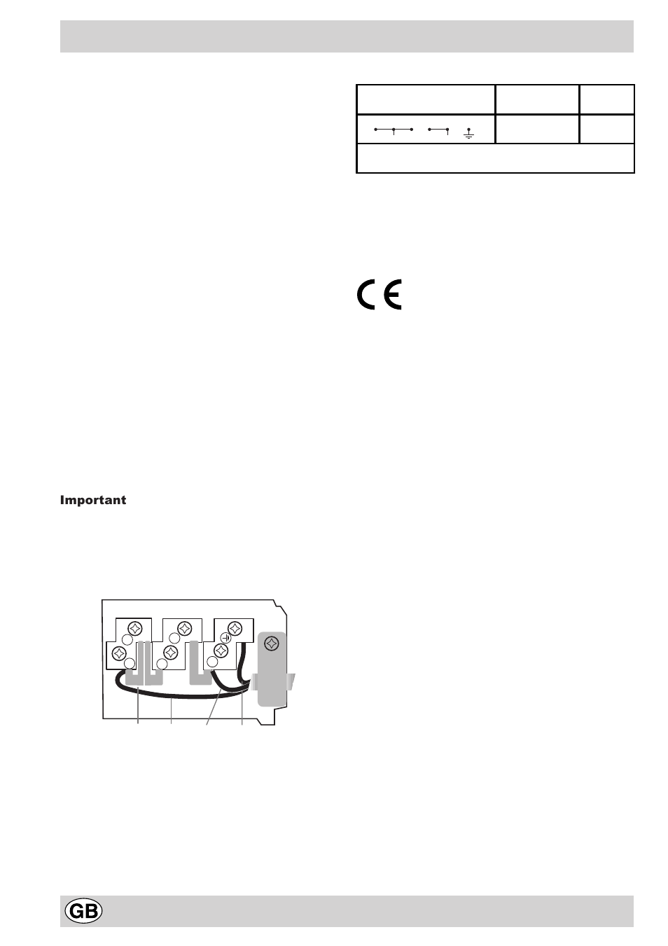 Electrical connection, Important | Hotpoint EC6005 User Manual | Page 6 / 16