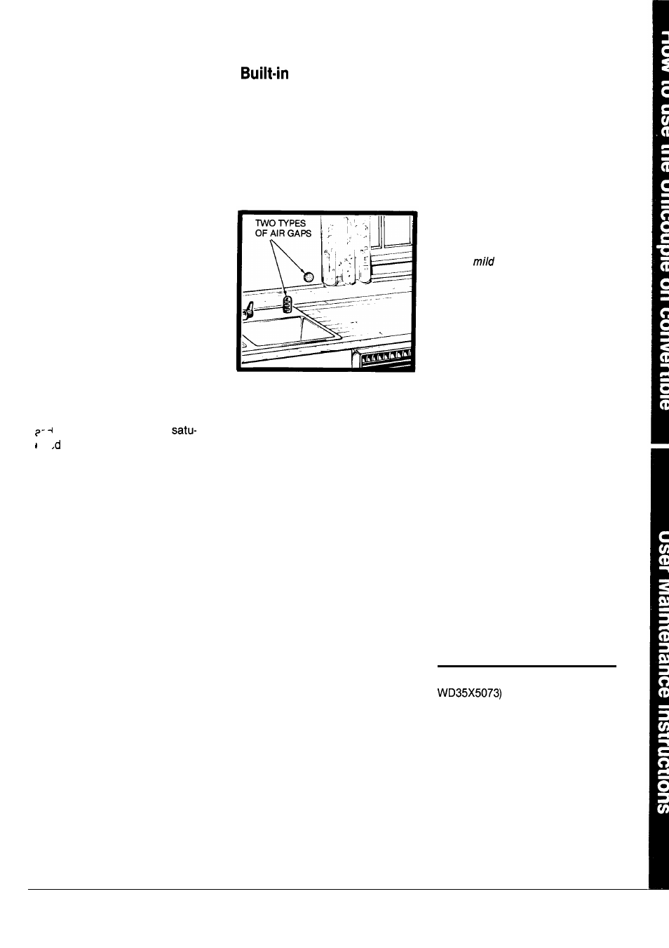 User maintenance instructions, User maintenance, Instructions | Care of the wood top, Dishwashers often use an air gap. keep it clean, How to prepare your dishwasher for winter storage | Hotpoint Dishwasher User Manual | Page 11 / 16